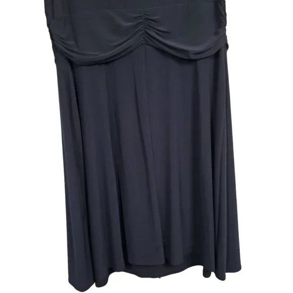 R&M Richards Size 20W Dress Pullover Stretch Fluid Jersey Midi Crystal Navy - Picture 7 of 11